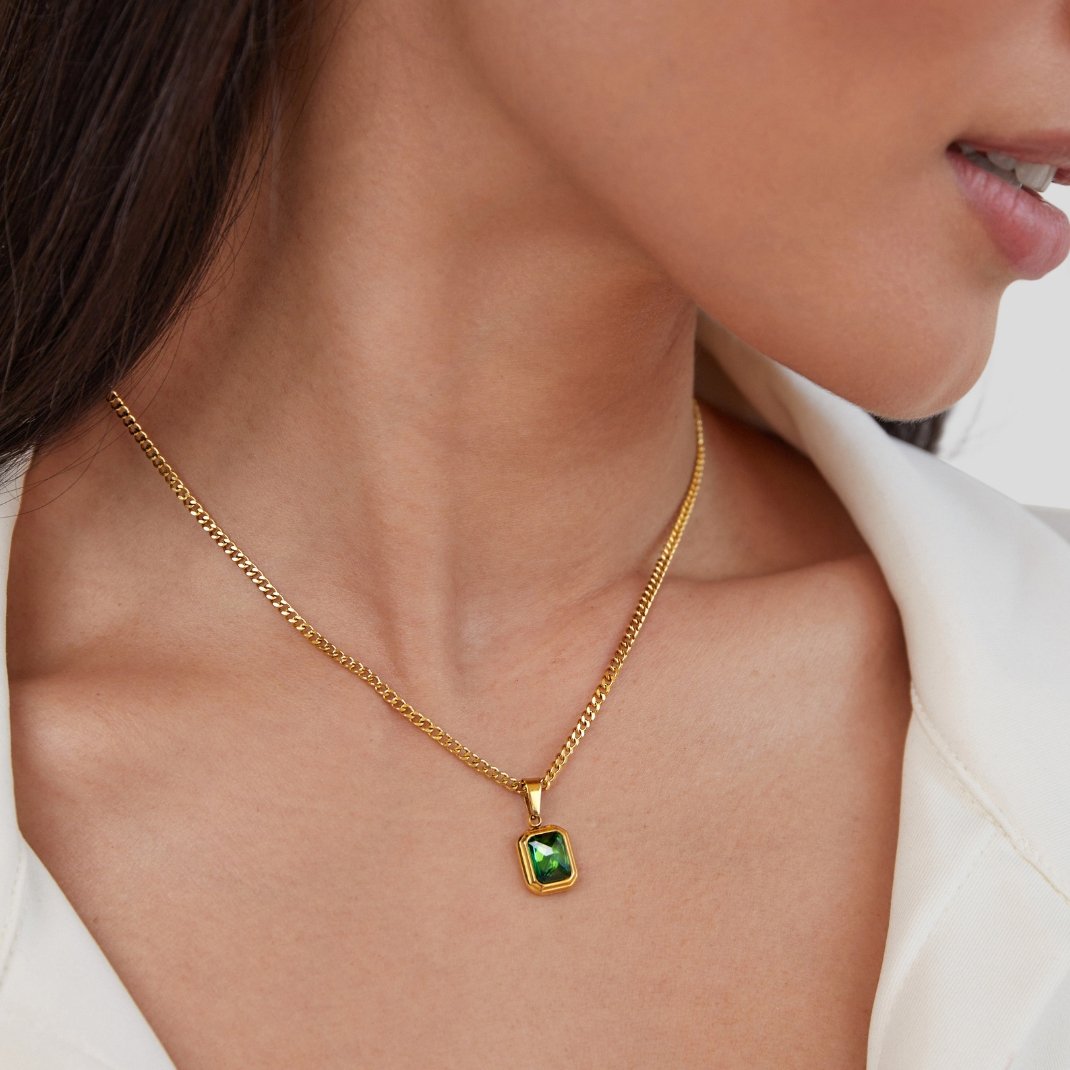 Monet Green Crystal Pendant Necklace - Beautiful Earth Boutique