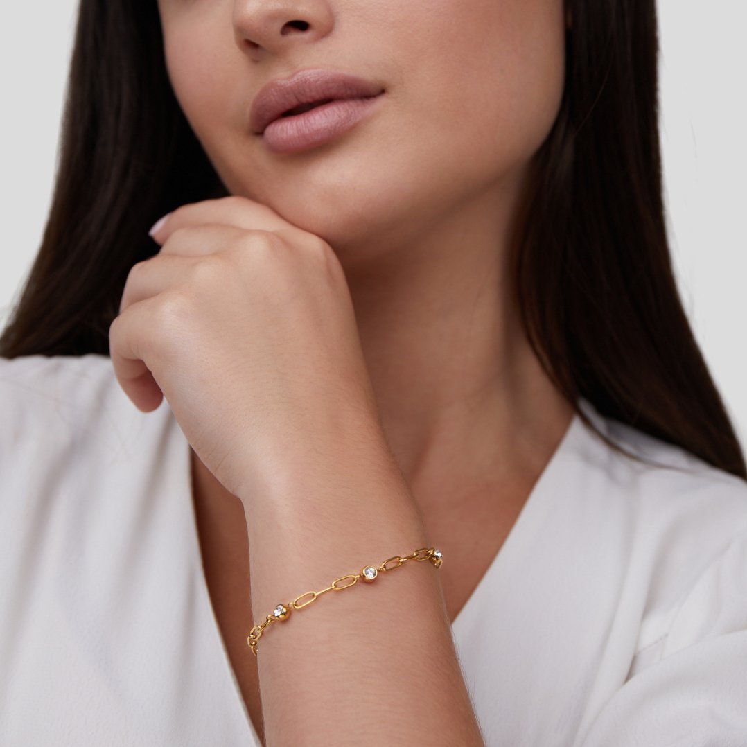 Monica Crystal & Gold Chain Bracelet - Beautiful Earth Boutique