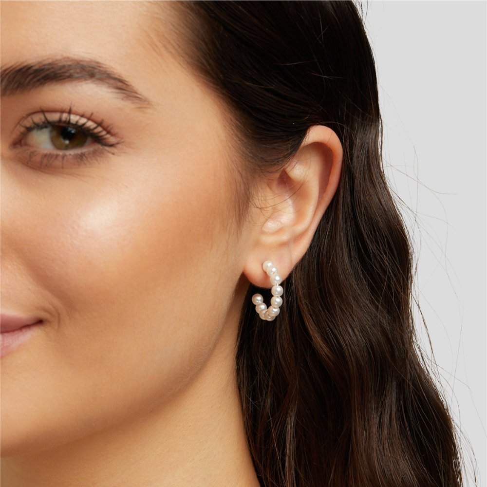 Naila Pearl Hoop Earrings - Beautiful Earth Boutique