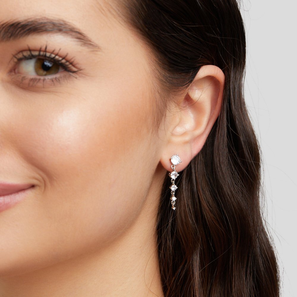 Selena Silver Crystal Drop Earrings - Beautiful Earth Boutique