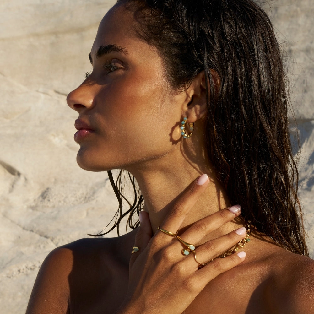 Classic Amazonite Hoop Earrings