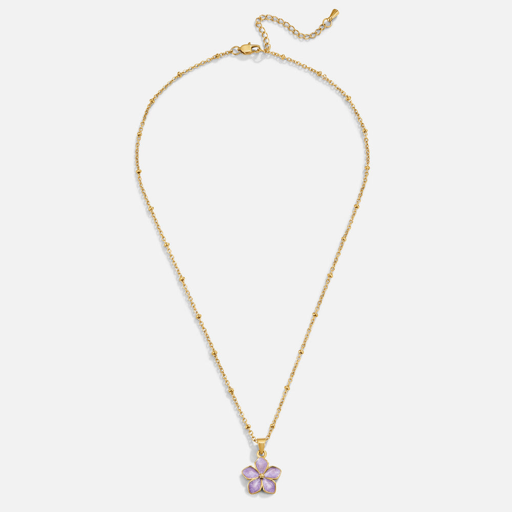 Purple Sakura Bloom Gold Necklace