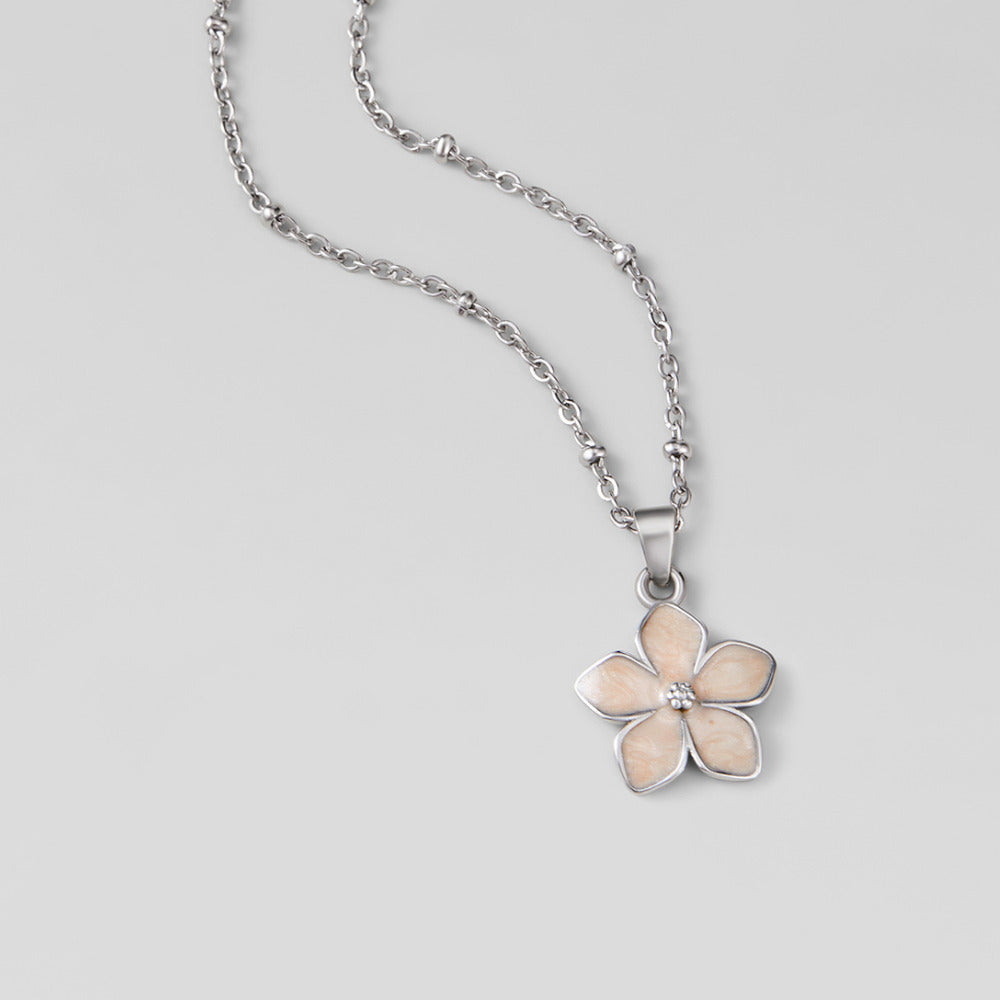 Blush Pink Sakura Bloom Silver Necklace