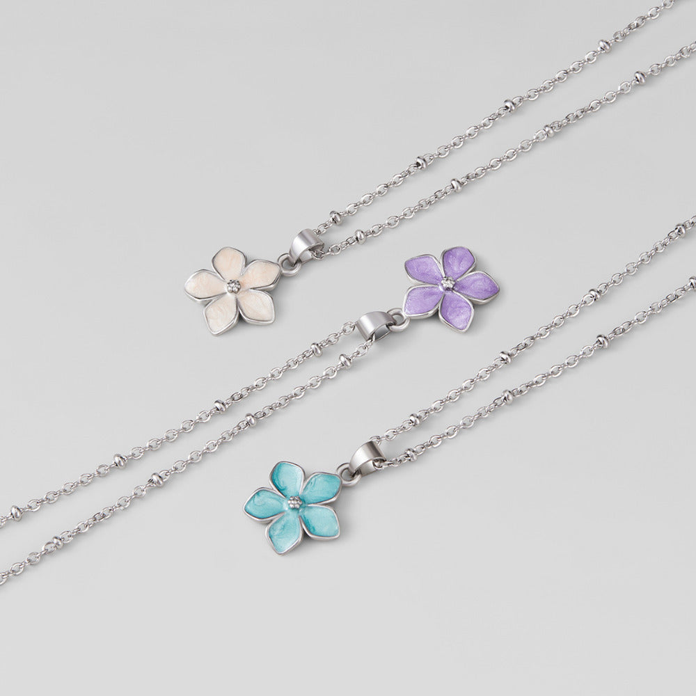Blush Pink Sakura Bloom Silver Necklace