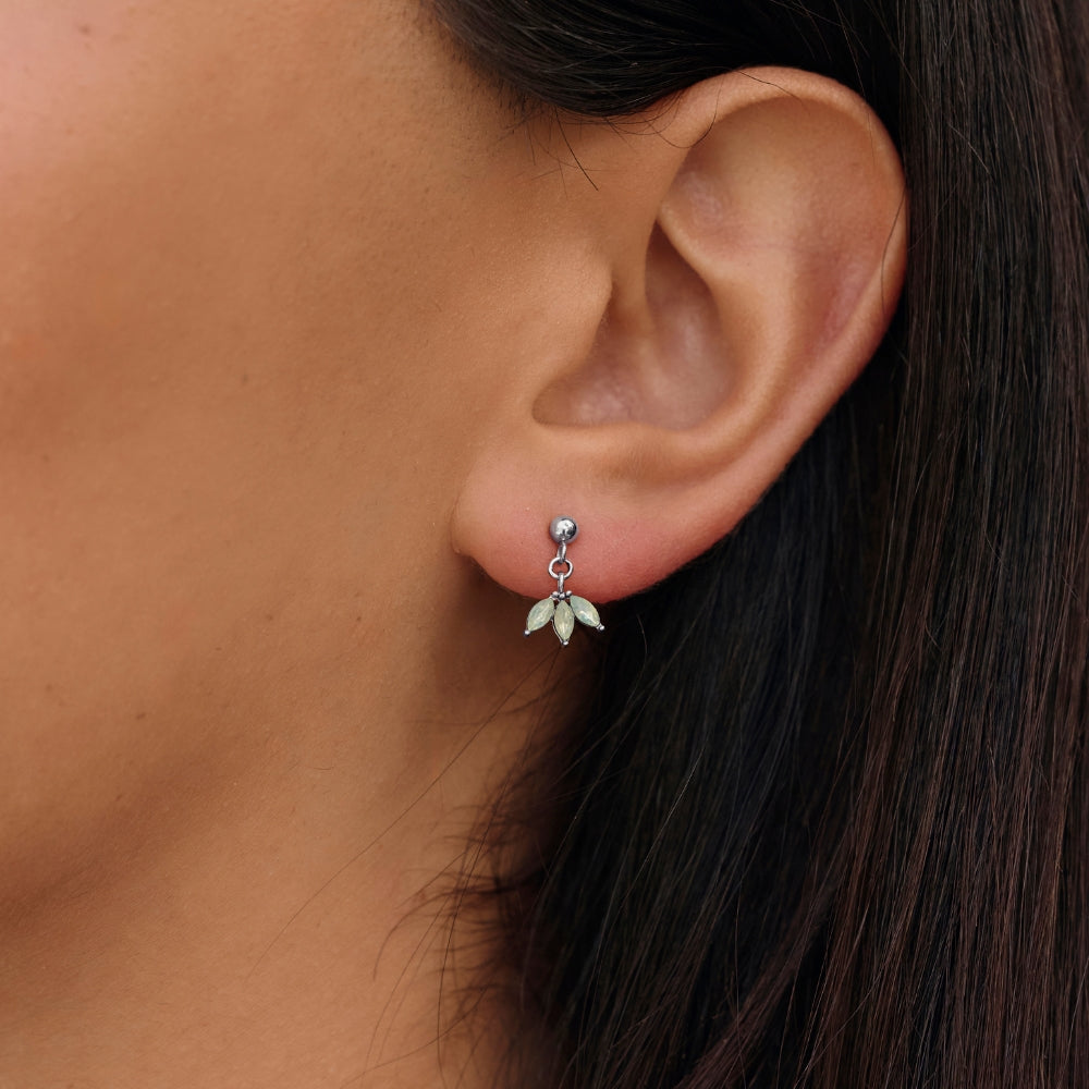 Silver Marquise Petal Drop Earrings