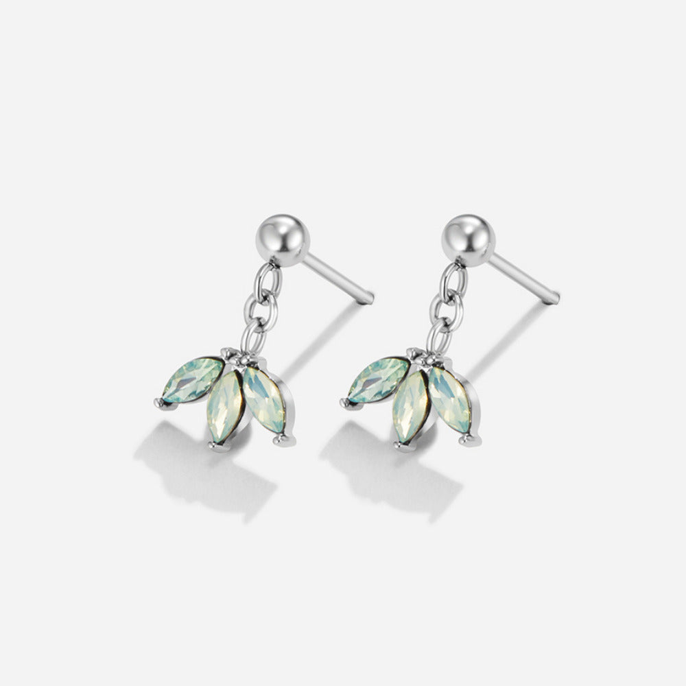 Silver Marquise Petal Drop Earrings