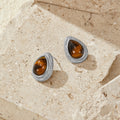 Silver Tiger Eye Teardrop Earrings