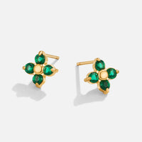 Tiny Emerald Petal Stud Earrings
