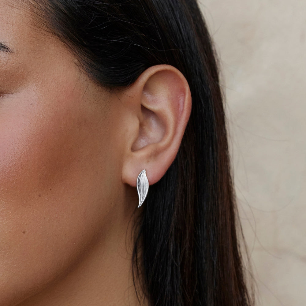 Vintage Monet Silver Leaf Earrings