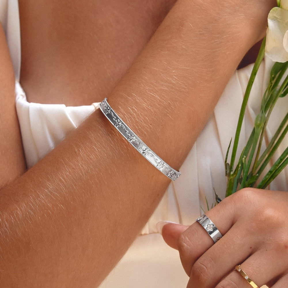 Vintage Silver Vine Bangle