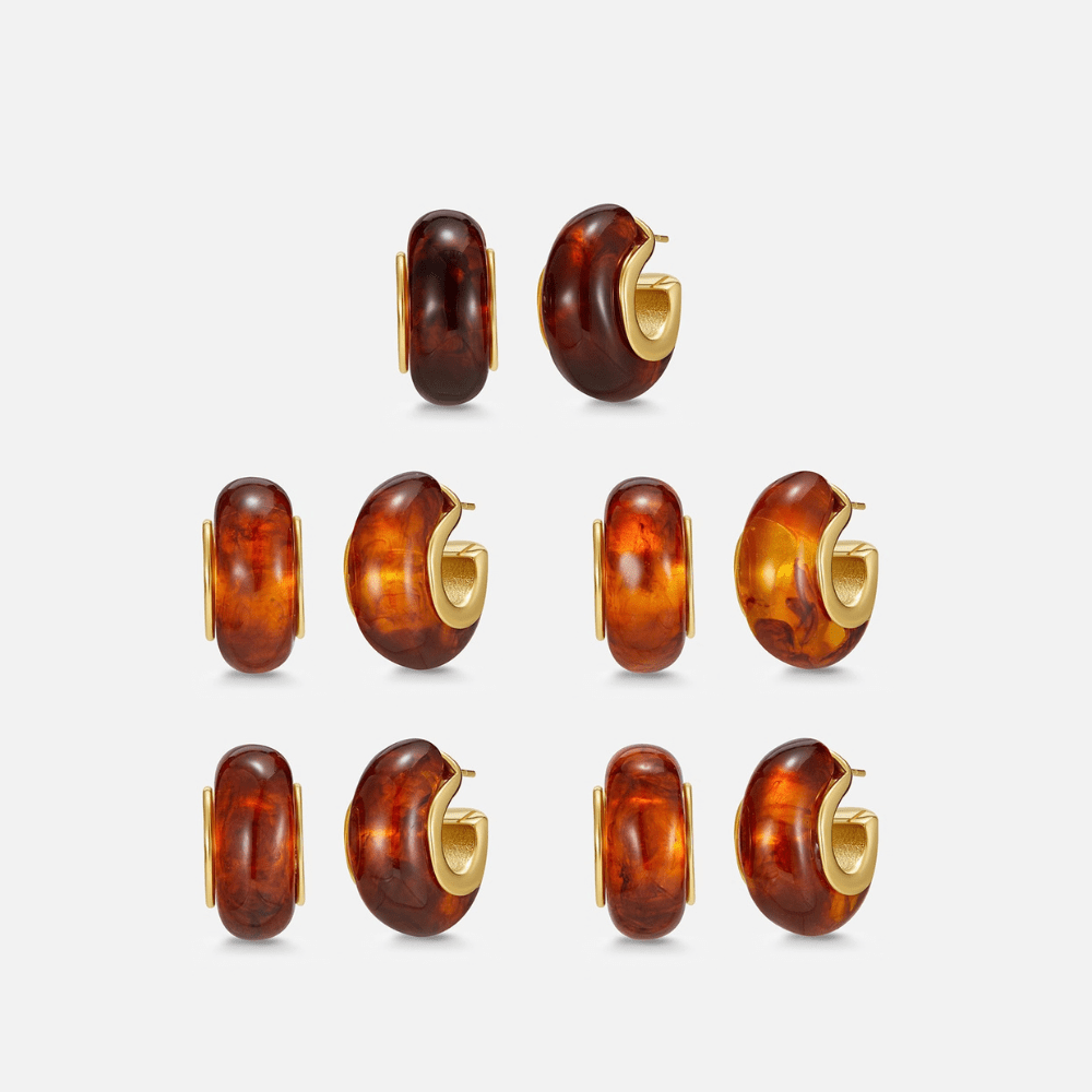 Amber Gold Hoop Earrings - Beautiful Earth Boutique