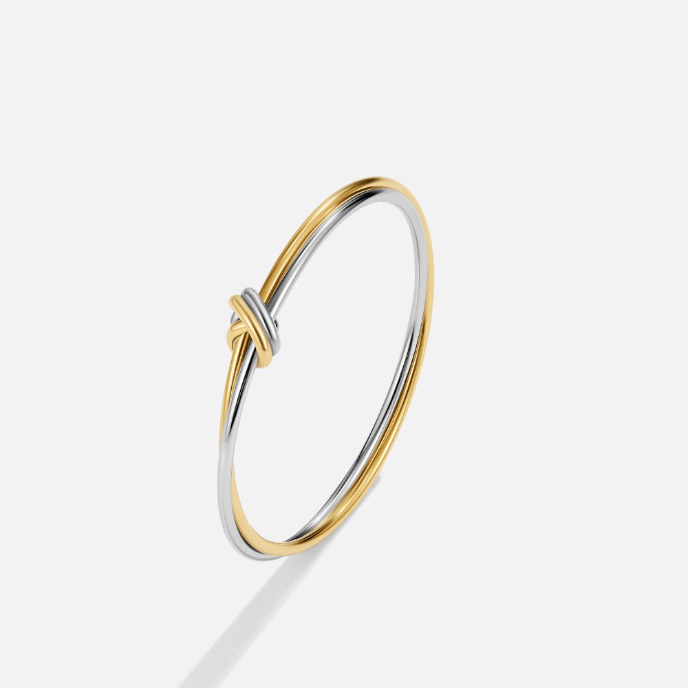 Ava Two-Toned Twisted Bangle - Beautiful Earth Boutique