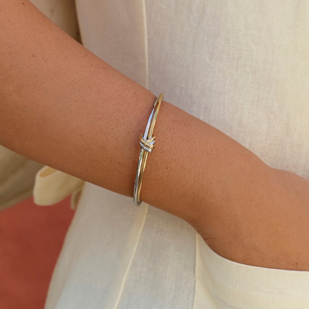 Ava Two-Toned Twisted Bangle - Beautiful Earth Boutique