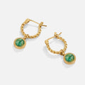 Aventurine Twisted Hoop Earrings - Beautiful Earth Boutique