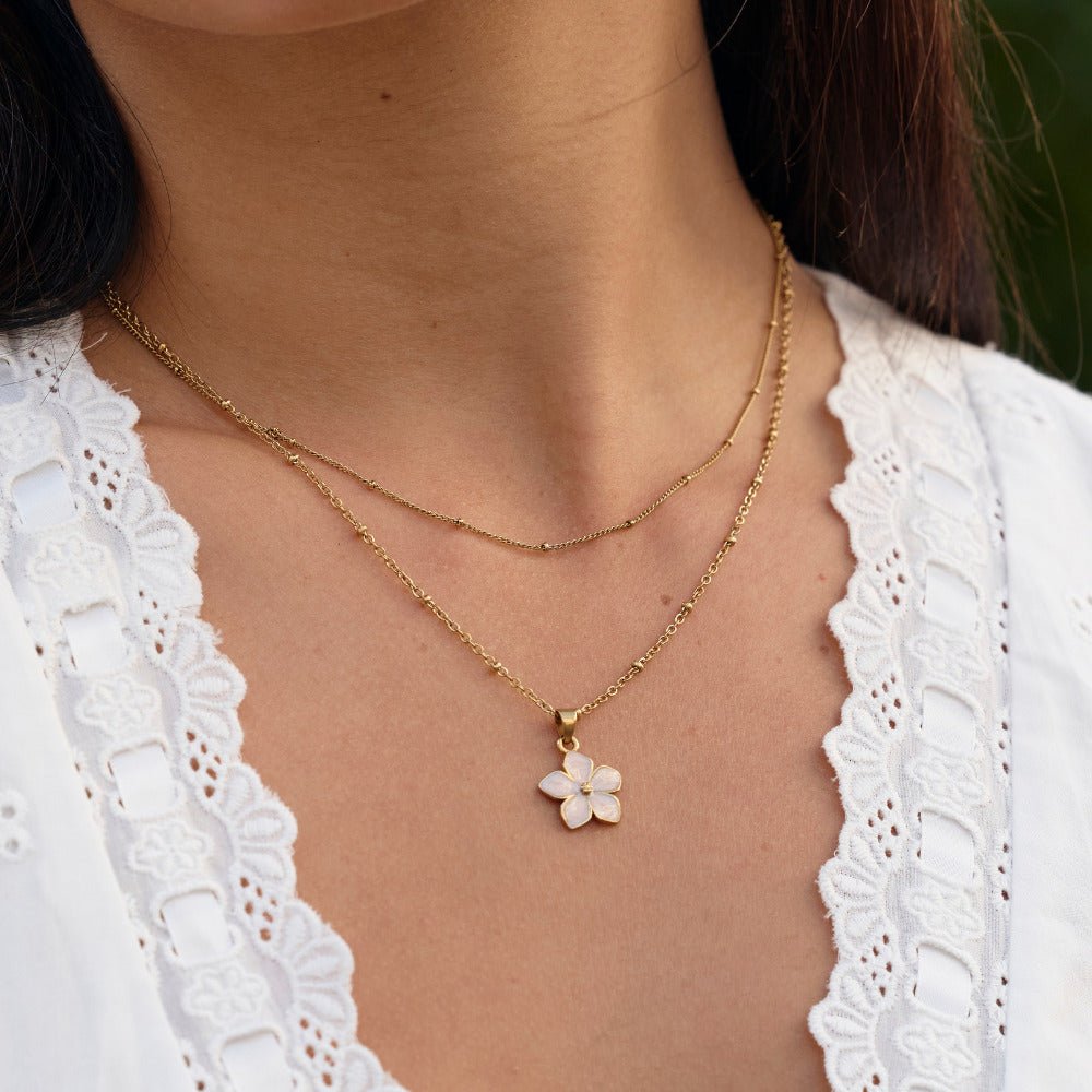 Blush Pink Sakura Bloom Gold Necklace - Beautiful Earth Boutique