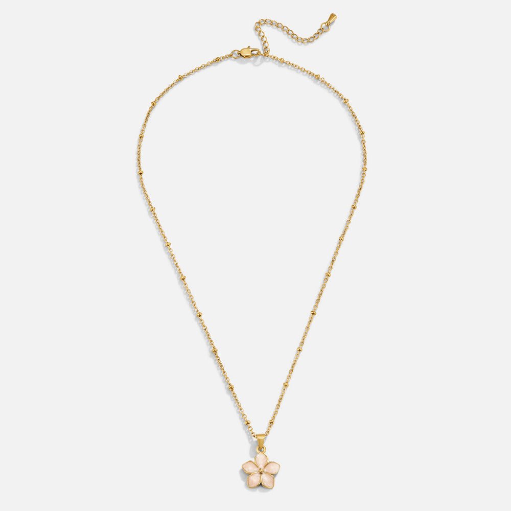 Blush Pink Sakura Bloom Gold Necklace - Beautiful Earth Boutique
