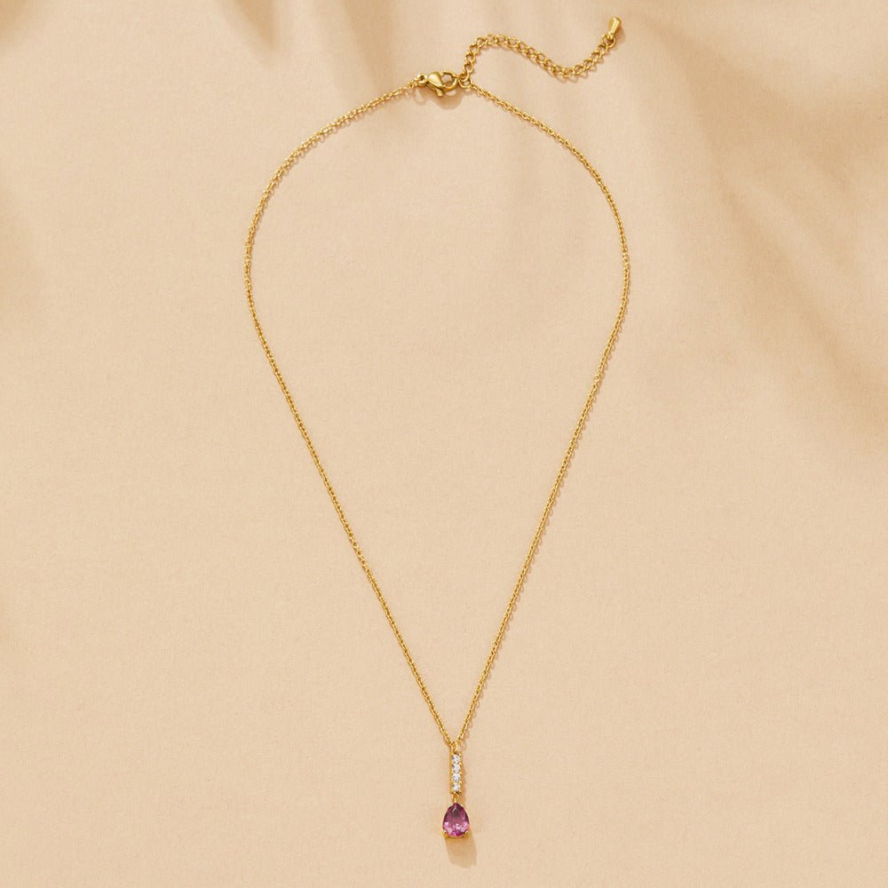 Crystal Pink Teardrop Necklace - Beautiful Earth Boutique