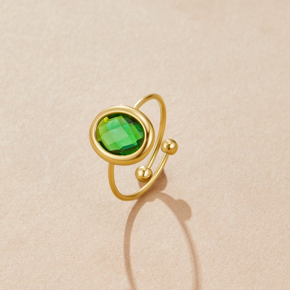 Emerald Green Crystal Gold Ring - Beautiful Earth Boutique