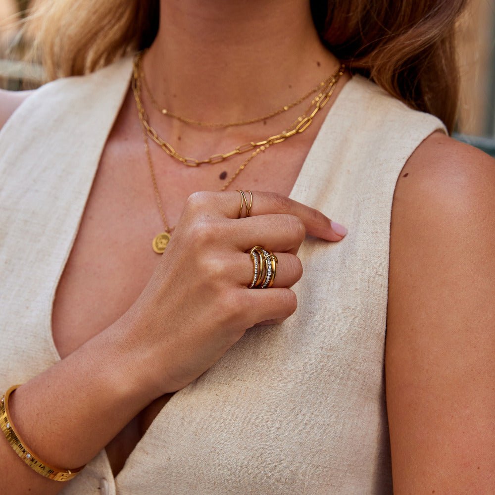 'Forever' Link Crystal & Gold Ring - Beautiful Earth Boutique