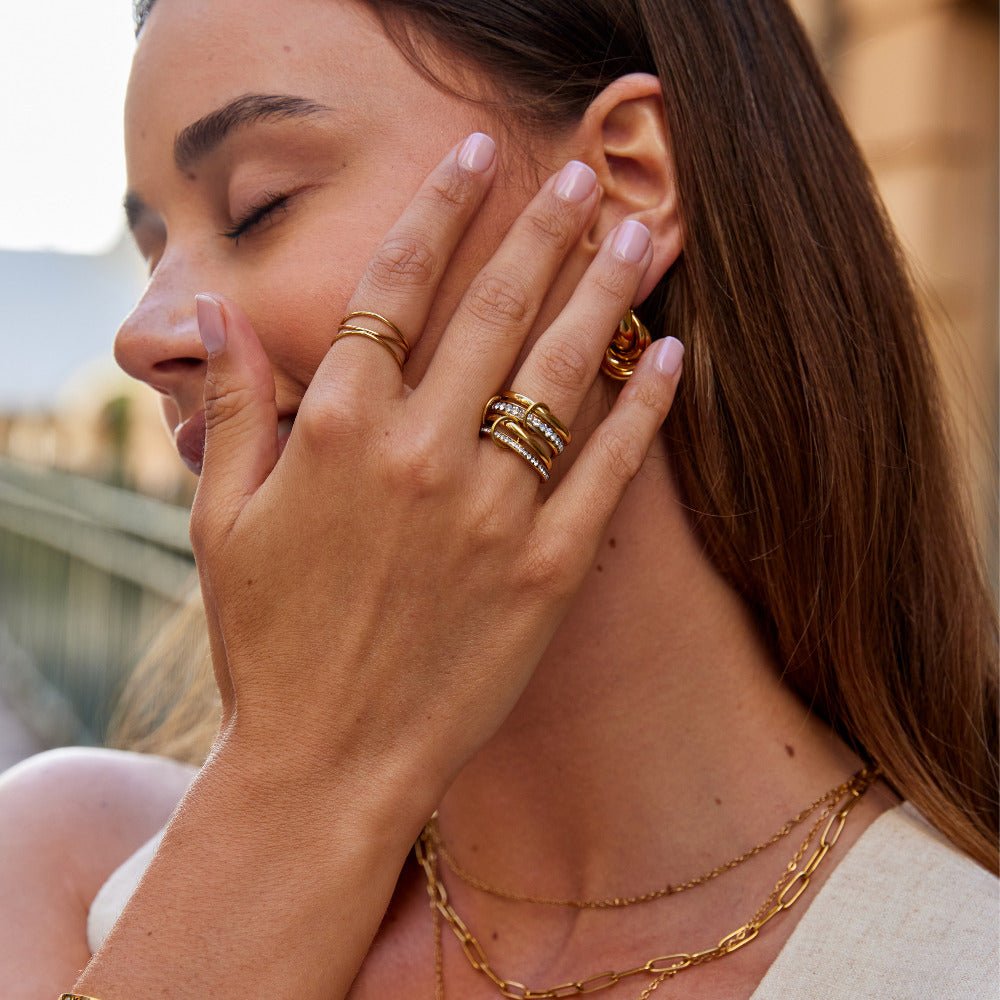 'Forever' Link Crystal & Gold Ring - Beautiful Earth Boutique