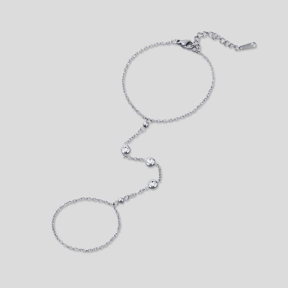 Freya Crystal & Silver Hand Chain Bracelet