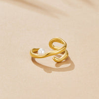 Geometric Gold & Pearl Ring - Beautiful Earth Boutique
