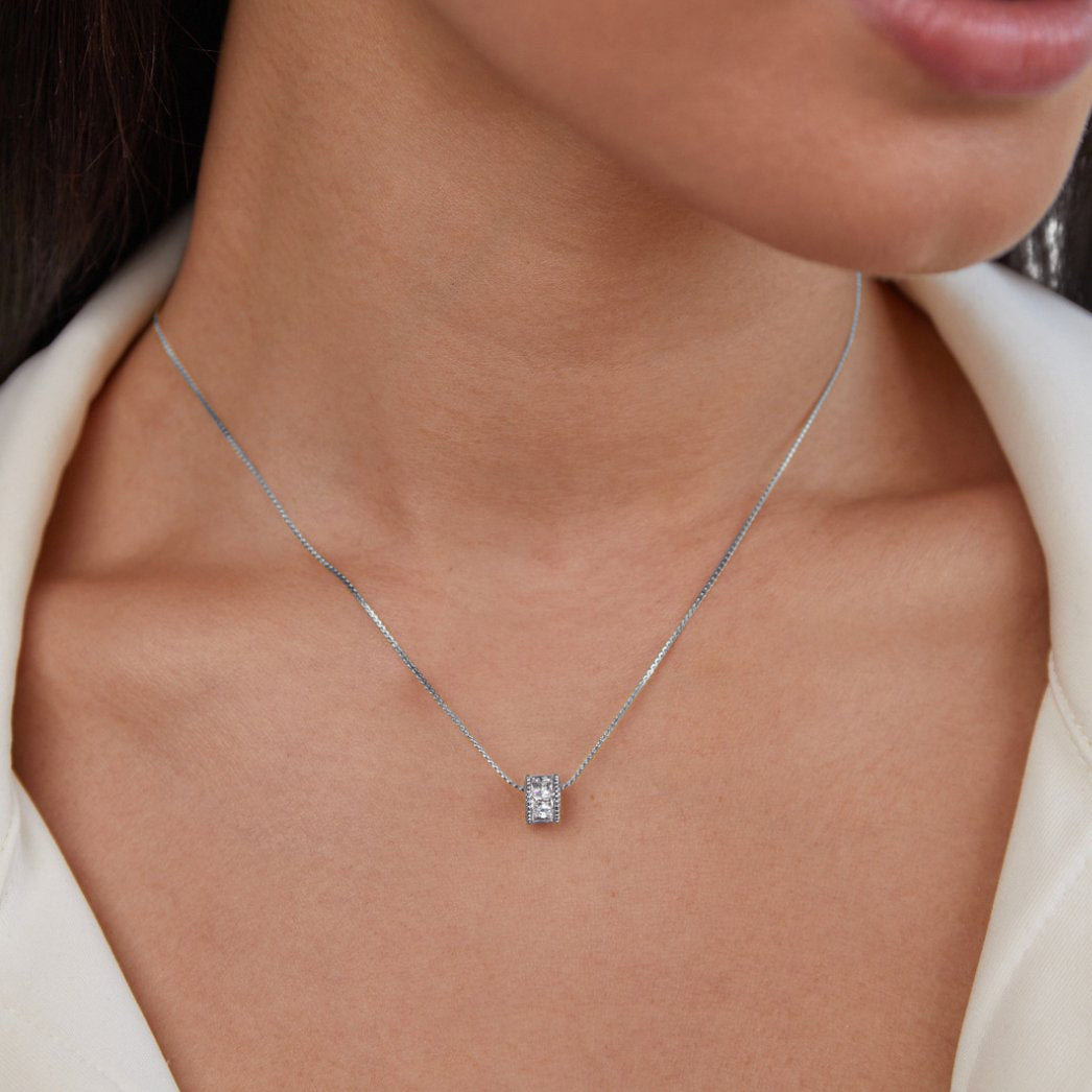Gigi Crystal Silver Necklace