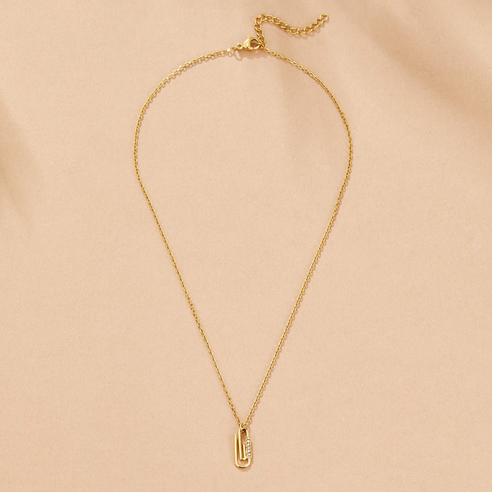Gold Crystal Paperclip Pendant Necklace - Beautiful Earth Boutique