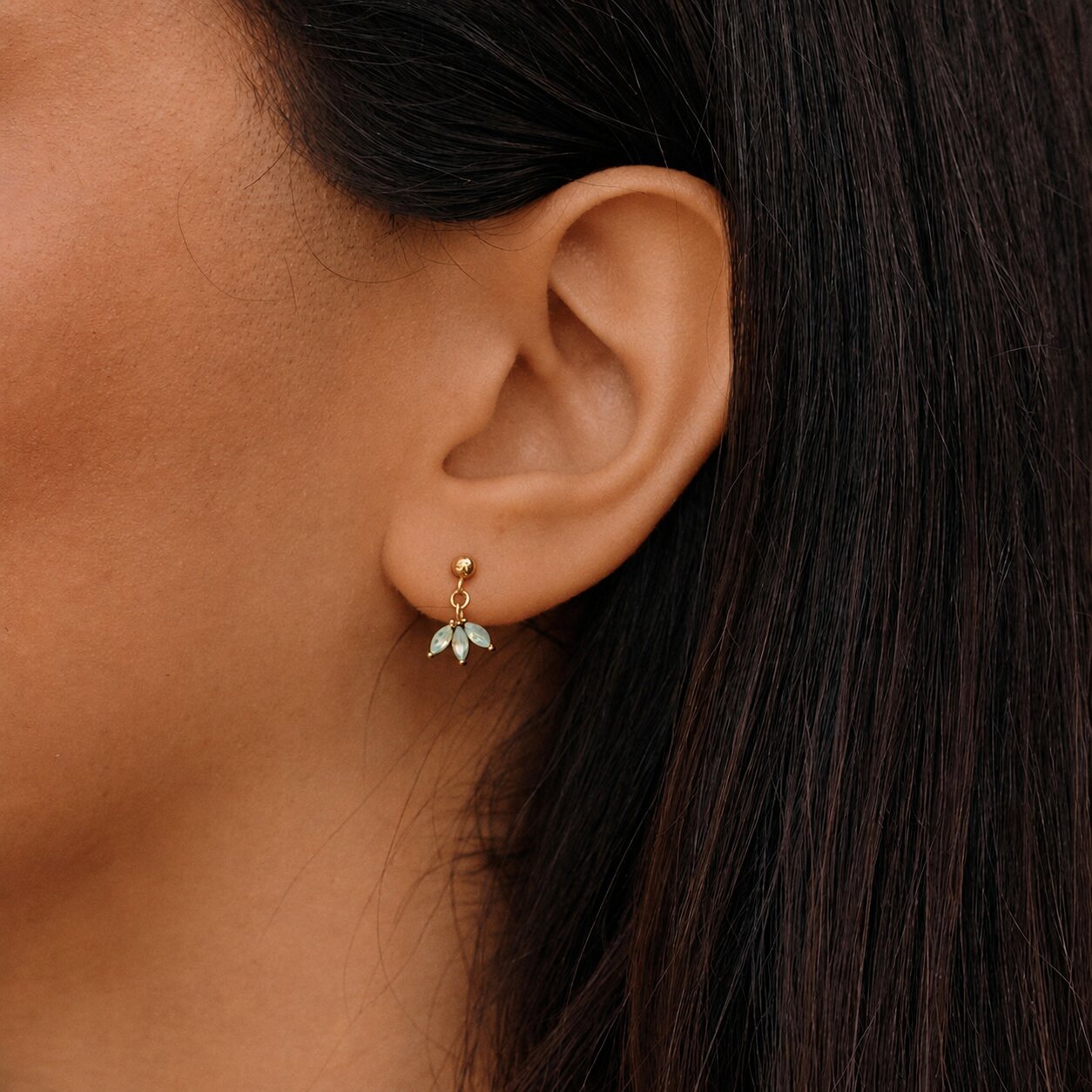 Gold Marquise Petal Drop Earrings - Beautiful Earth Boutique