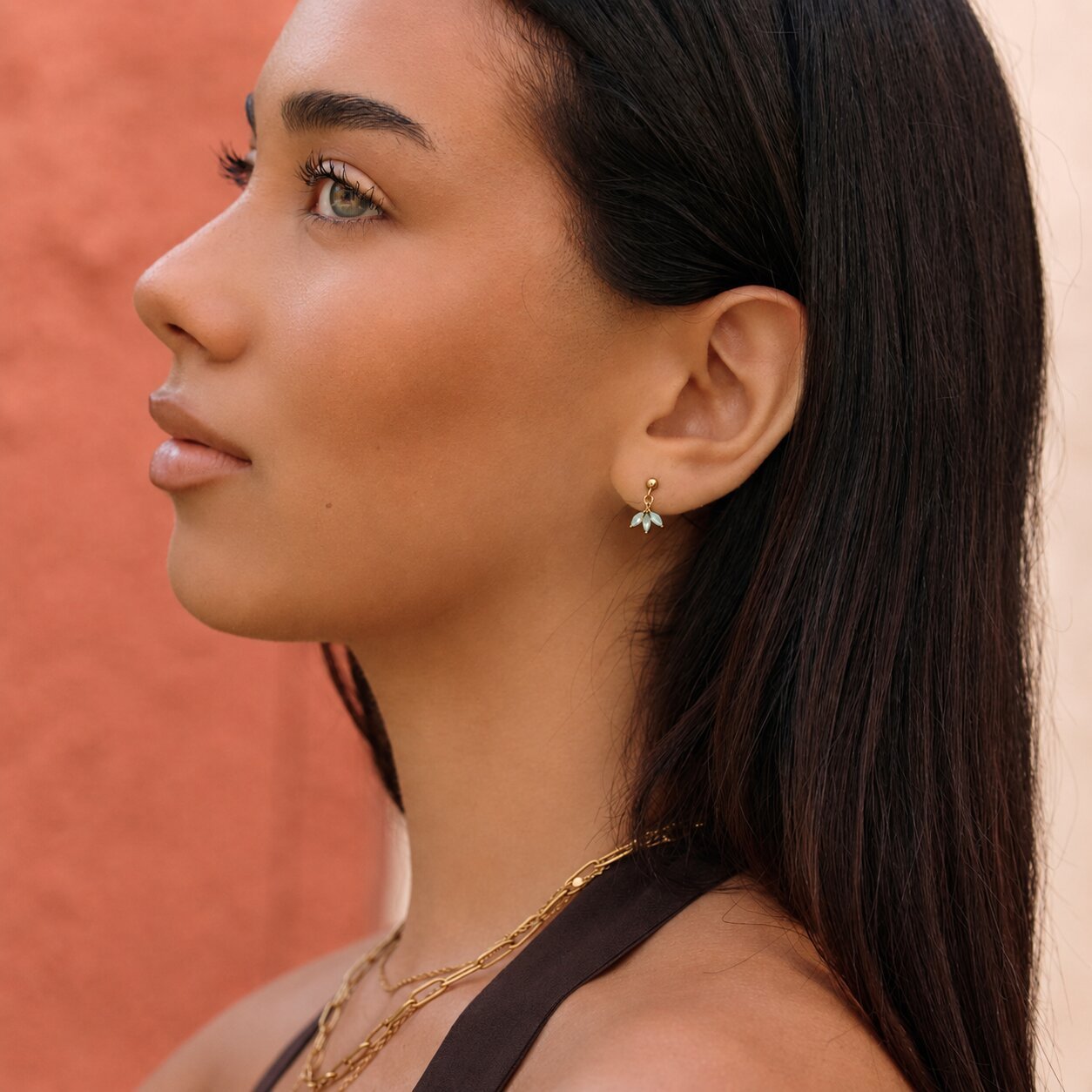 Gold Marquise Petal Drop Earrings - Beautiful Earth Boutique