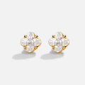 Golden Crystal Clover Stud Earrings - Beautiful Earth Boutique
