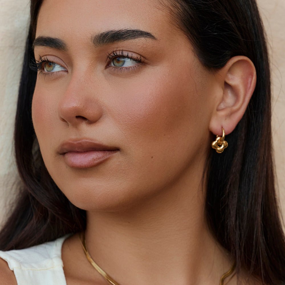 Golden Flower Puff Earrings - Beautiful Earth Boutique