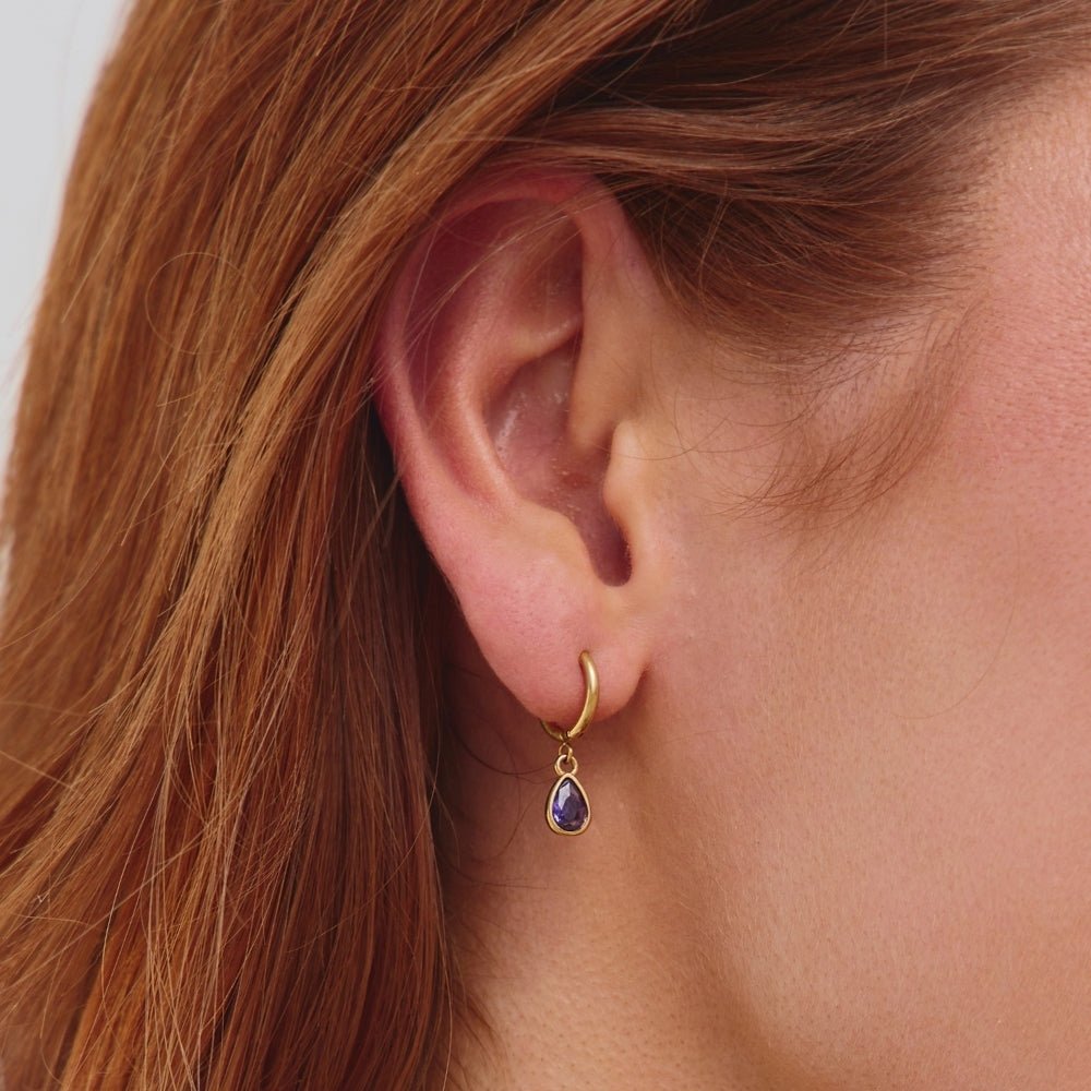 Golden Purple Teardrop Earrings - Beautiful Earth Boutique