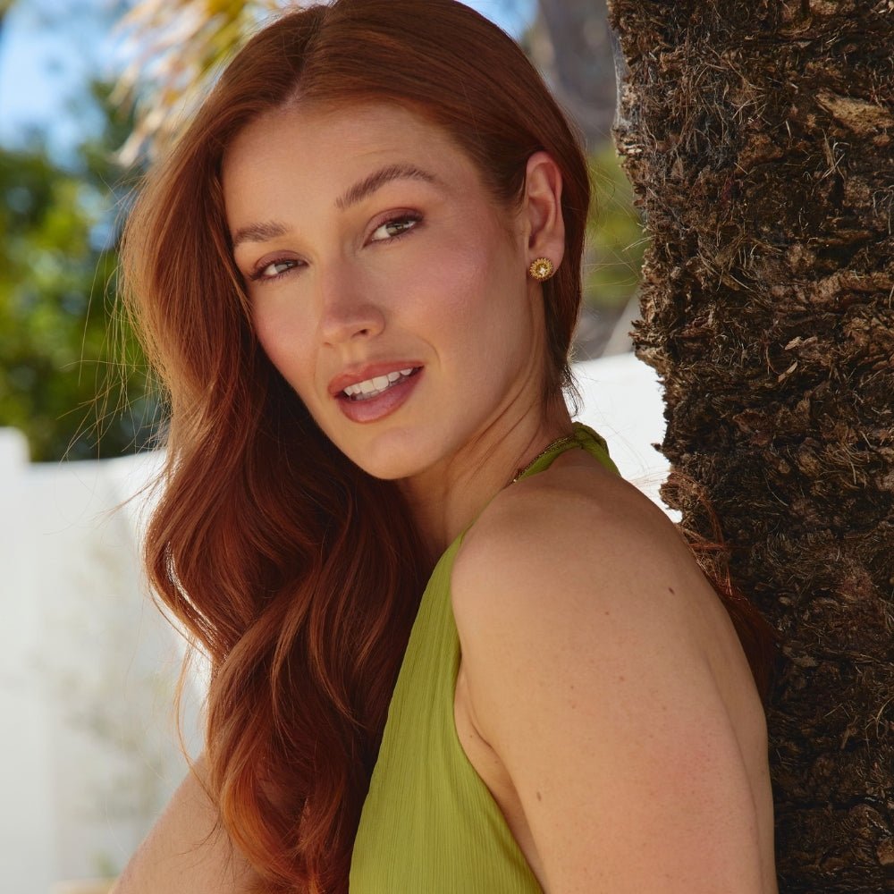 Golden Sunflower Stud Earrings - Beautiful Earth Boutique