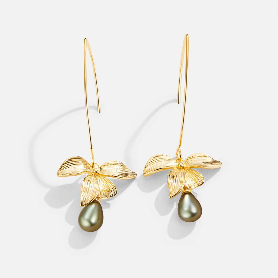 Jade Pearl & Petal Drop Earrings - Beautiful Earth Boutique