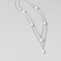 Kayla Pearl Drop Layered Silver Necklace - Beautiful Earth Boutique