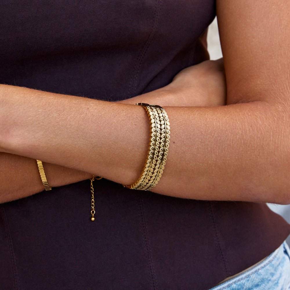 Layered Gold Leaf Bangle - Beautiful Earth Boutique