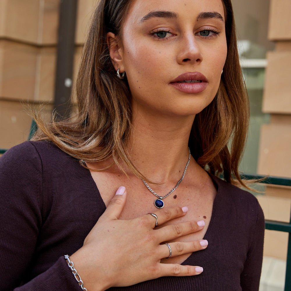 Liza Lapis Lazuli Silver Necklace - Beautiful Earth Boutique