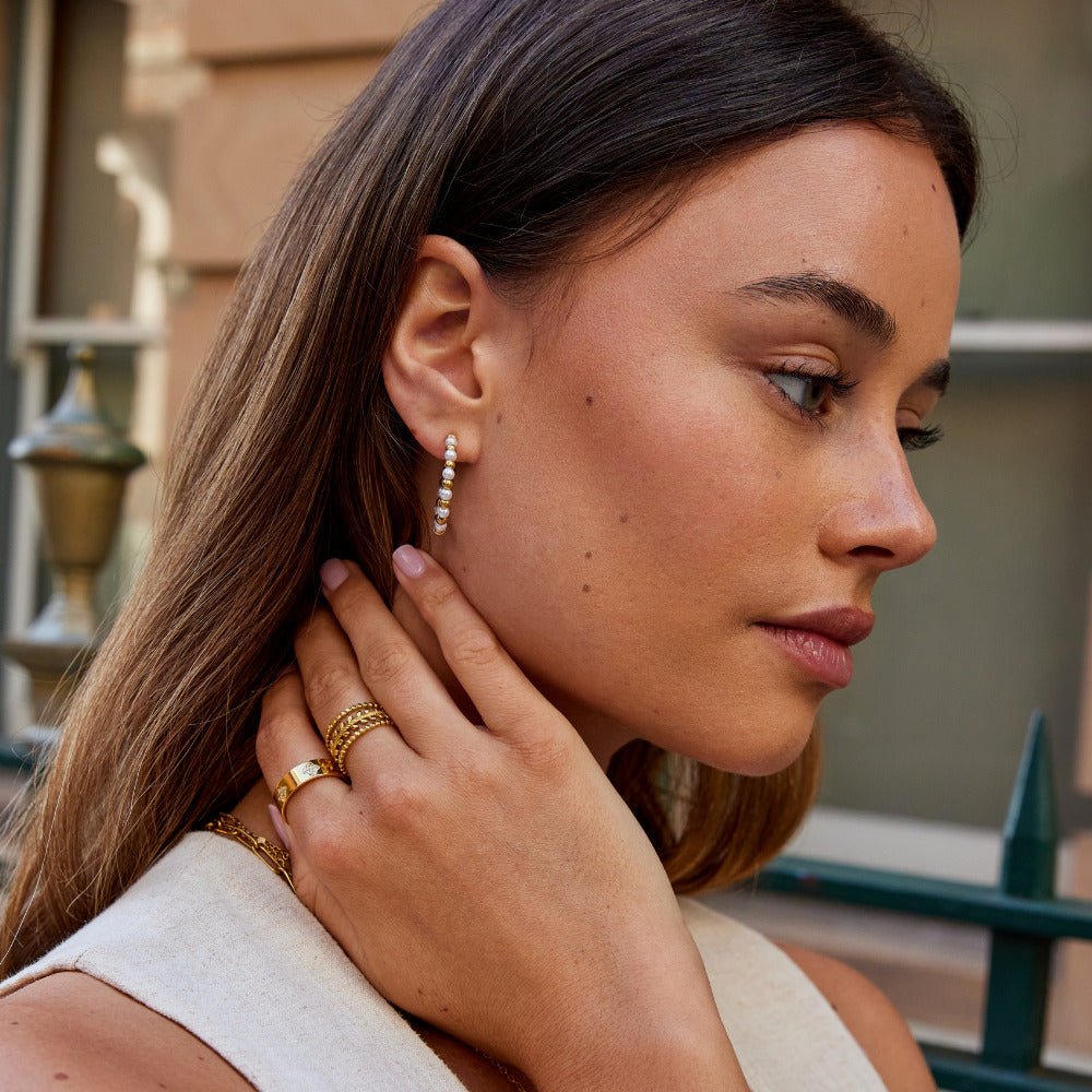 Maia Pearl & Gold Bead Earrings - Beautiful Earth Boutique