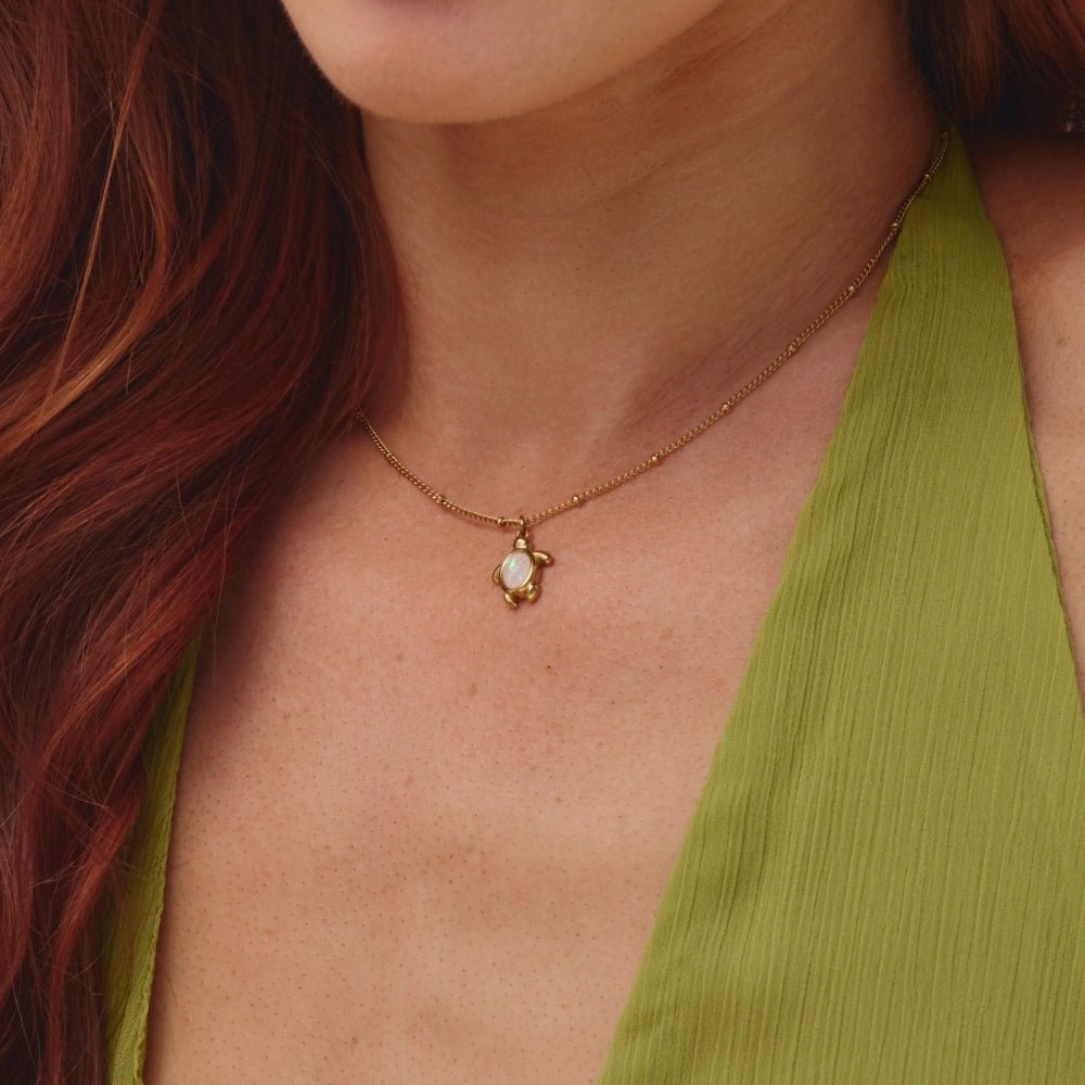 Opal Gold Turtle Pendant Necklace - Beautiful Earth Boutique