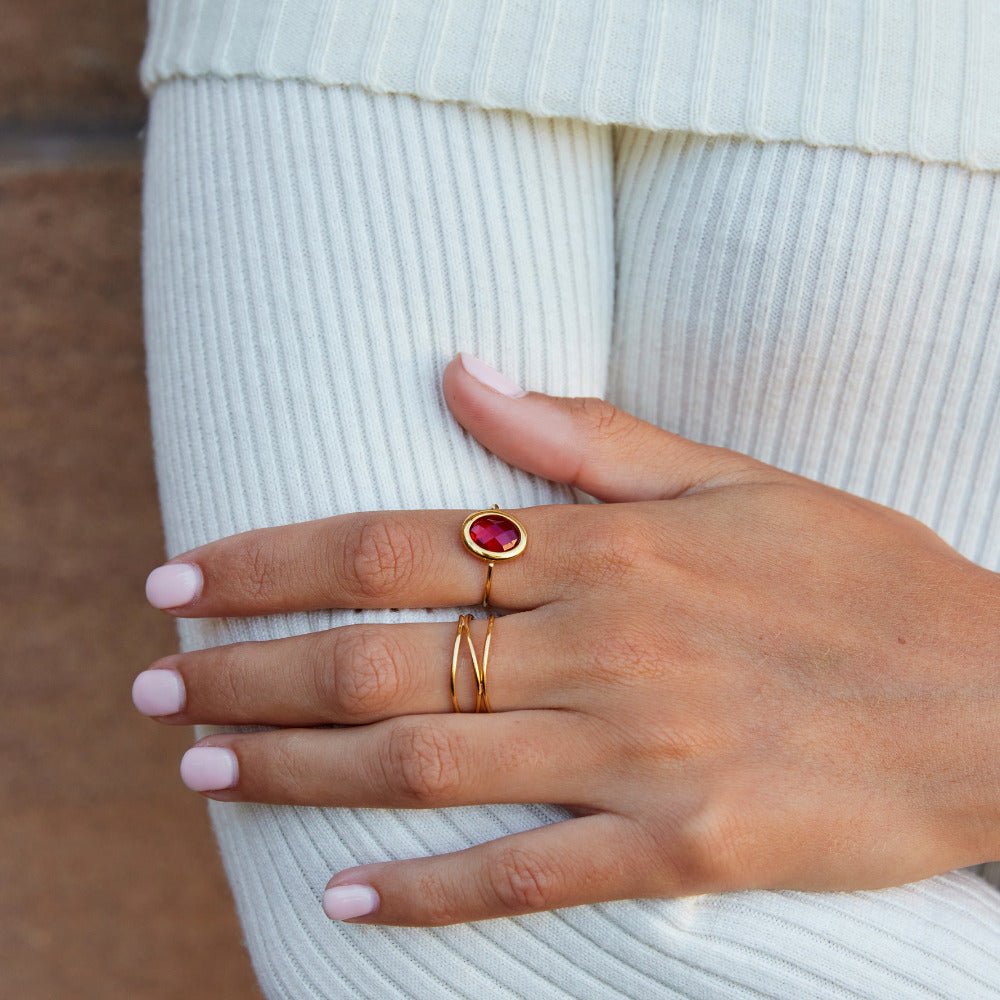 Ruby Crystal Gold Ring - Beautiful Earth Boutique