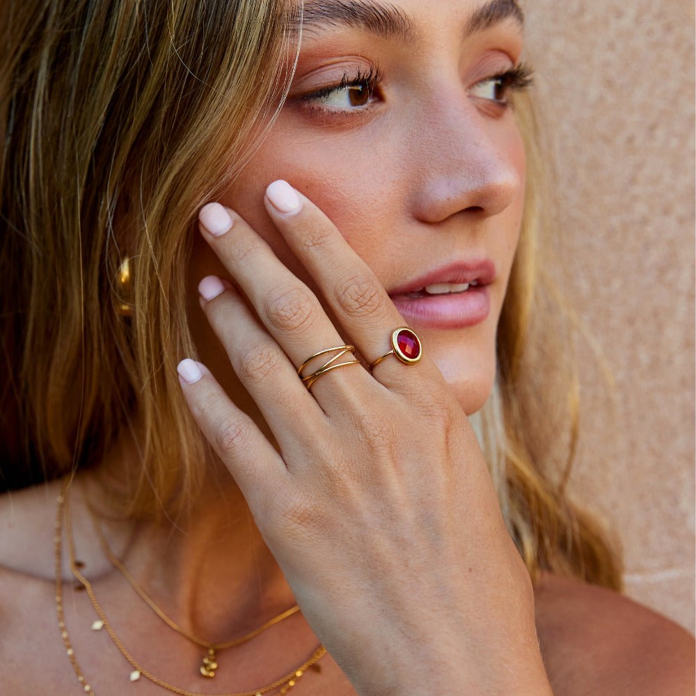 Ruby Crystal Gold Ring - Beautiful Earth Boutique