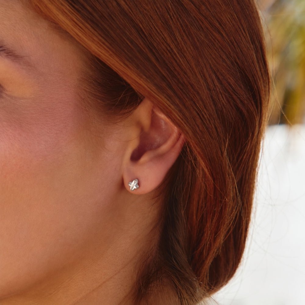Silver Crystal Clover Stud Earrings - Beautiful Earth Boutique