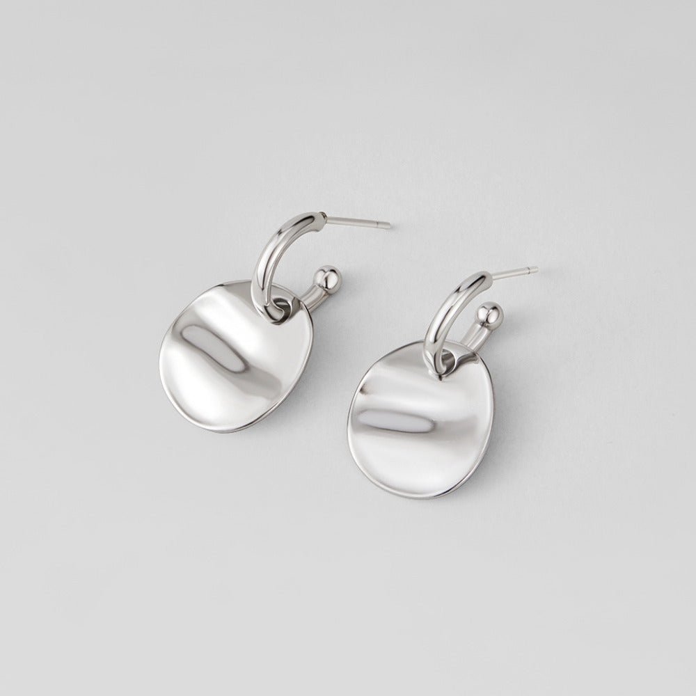 Silver Disc Drop Earrings - Beautiful Earth Boutique