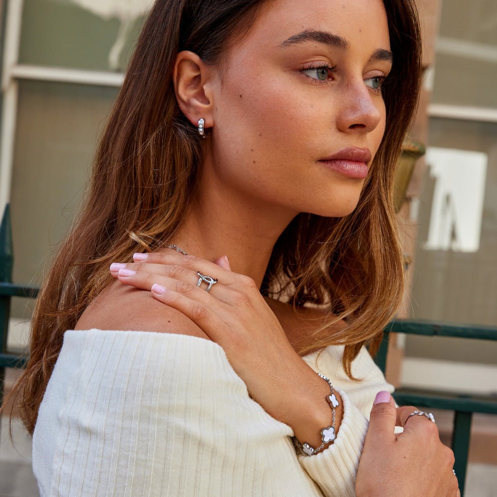 Silver Eula Pearl Hoop Earrings - Beautiful Earth Boutique