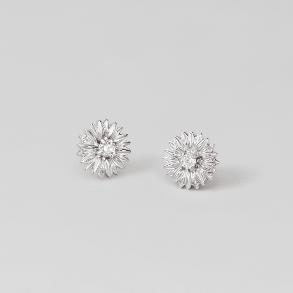 Silver Sunflower Stud Earrings - Beautiful Earth Boutique