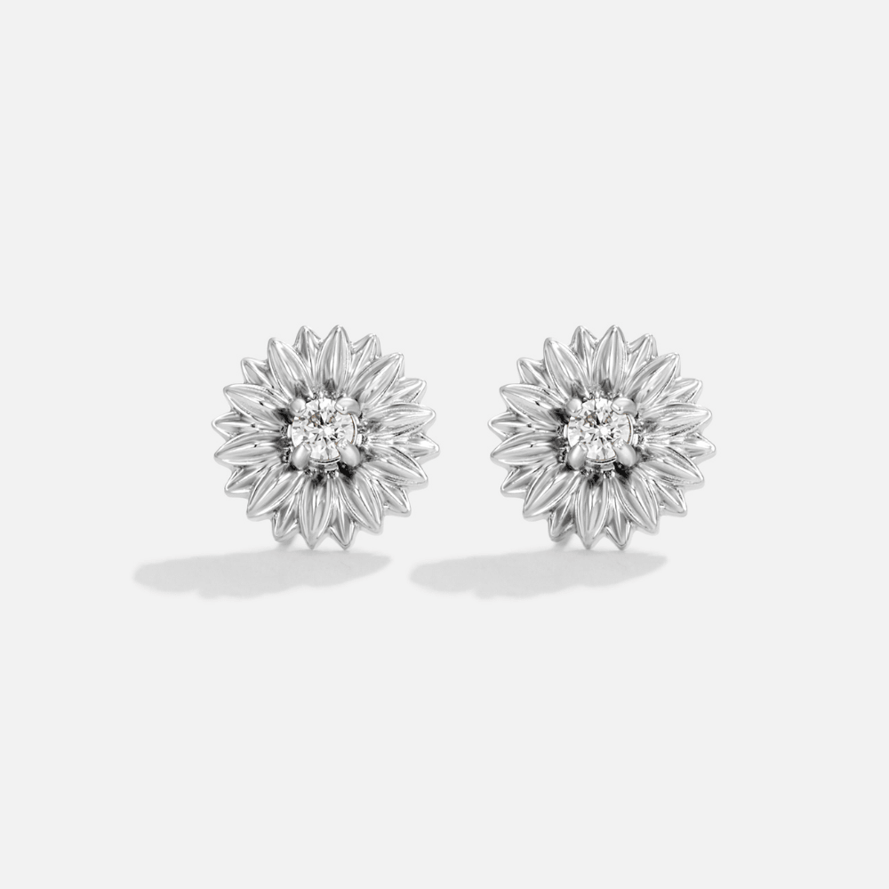 Silver Sunflower Stud Earrings - Beautiful Earth Boutique