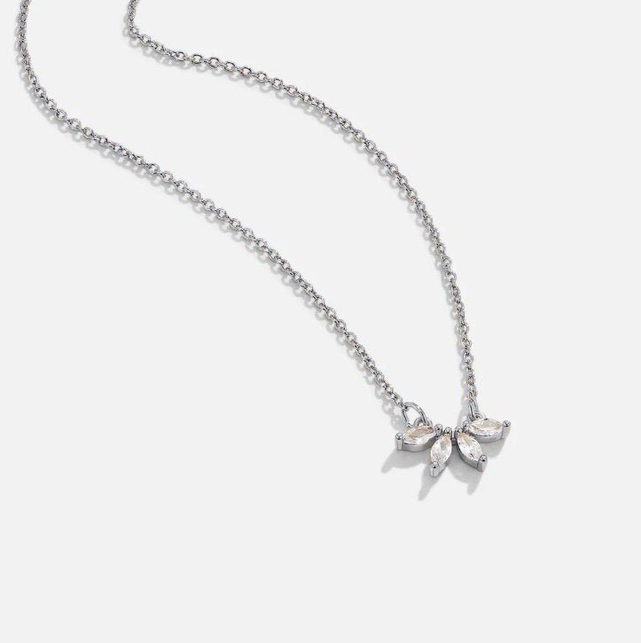 Silver Tiffany Crystal Leaf Pendant Necklace - Beautiful Earth Boutique