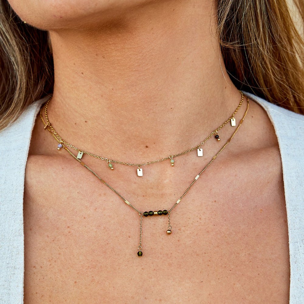 Tara Gold Square Droplet Necklace - Beautiful Earth Boutique