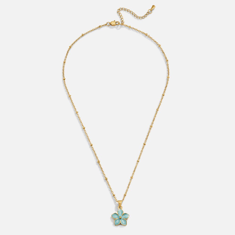 Turquoise Sakura Bloom Gold Necklace - Beautiful Earth Boutique